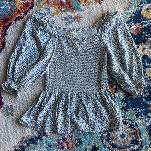 Max Studio Blue Flower Blouse